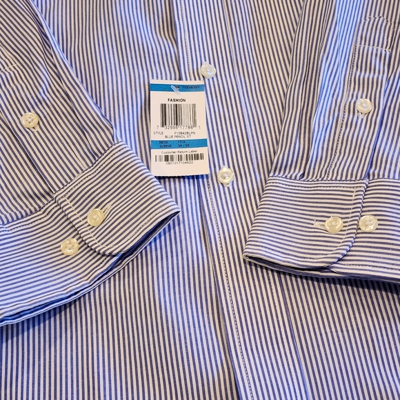 Club Room Men's Shirt Blue Pencil Stripe/ 17 1/2 34-35/ NWT - Picture 3 of 15